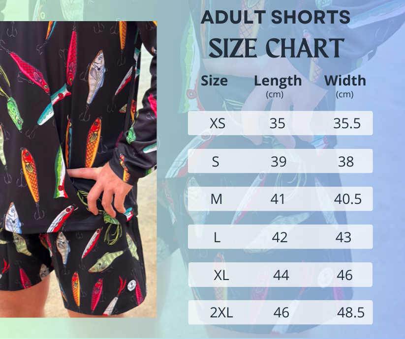 Adult shorts size chart