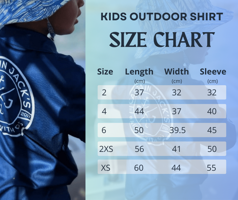 Kids outdoor shirt size chart