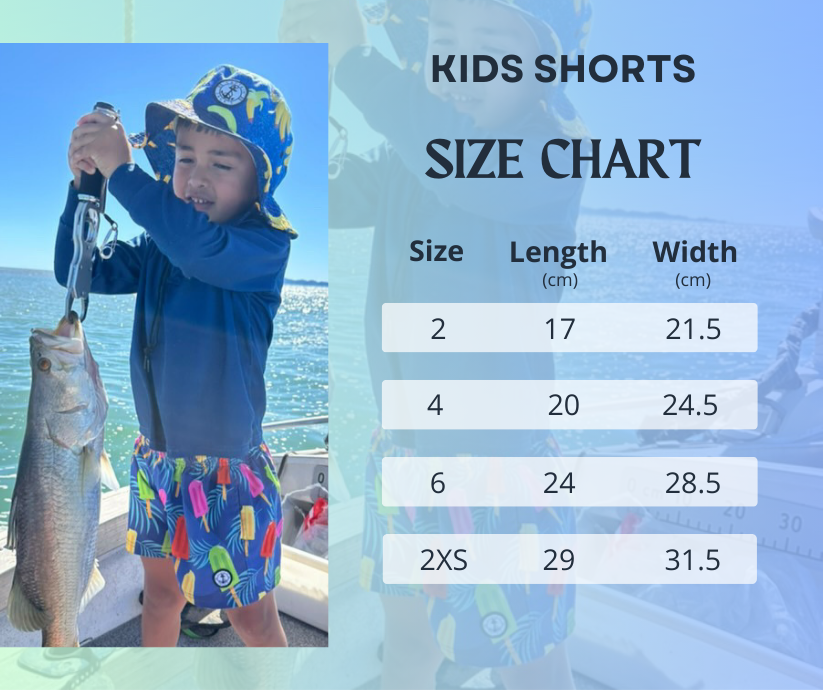 Kids shorts size chart