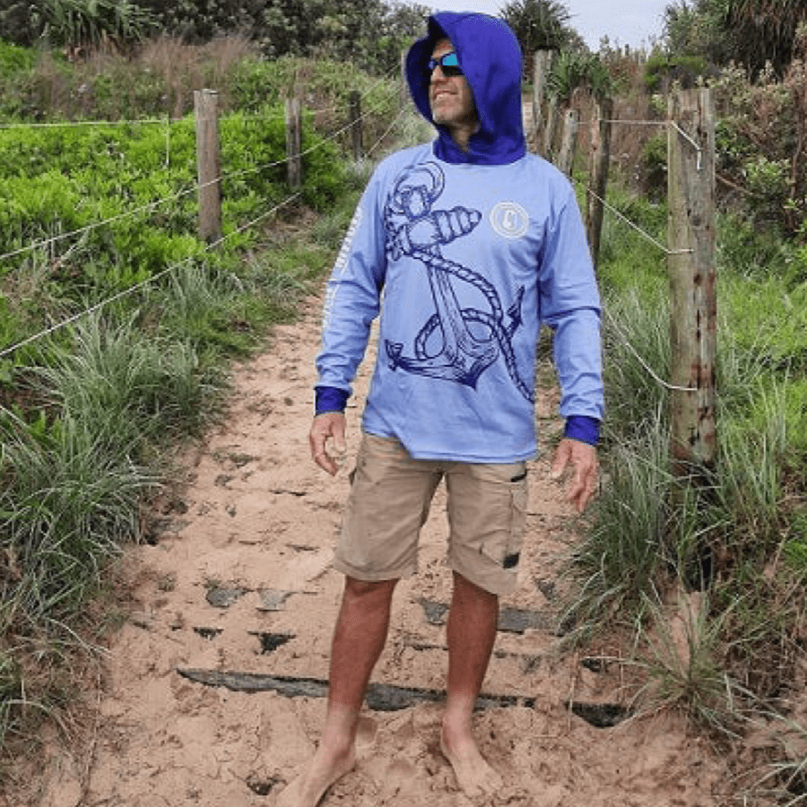 Outdoor Adventure / Fishing Shirt - GREY HOOK & ANCHOR HOODIE - Captain Jack's Clothing Co