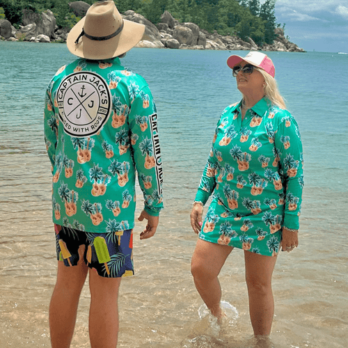 Pineapple and Palm Tree Guitar Shirt - Captain Jack's Clothing Co