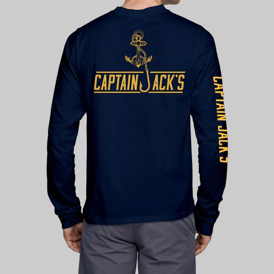 Kids ANCHORED Long Sleeve Navy Tee - Captain Jack's Clothing Co